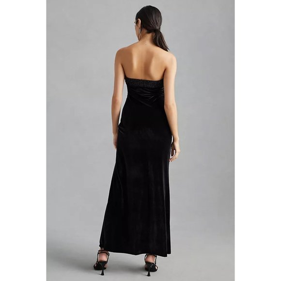 Payal Jain | Strapless Beaded Velvet Column Maxi Gown | NWT - Picture 3 of 11